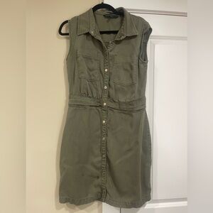 White House Black Market Olive Button-Front Midi Dress
